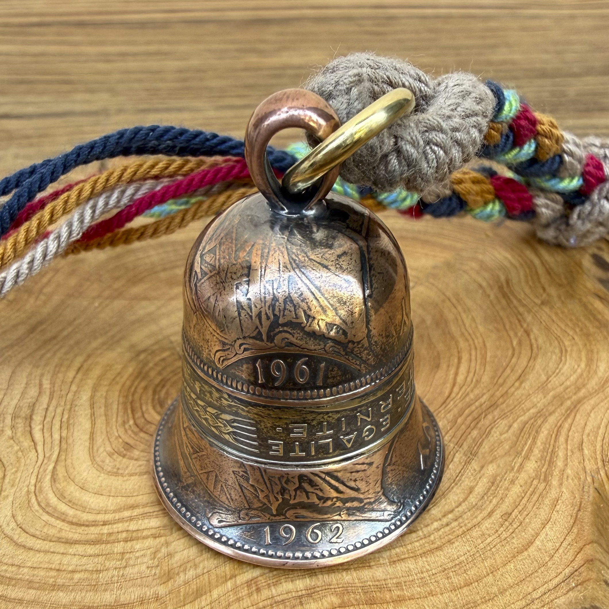 英国1便士不列颠女神硬币铜铃铛复古创意风铃钥匙包挂饰车挂件坠