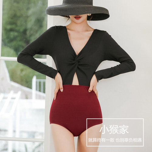 温泉撞色甜美遮肚显瘦轻奢泳衣女