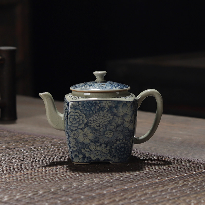 复古老陶泥家用茶具手工四方单壶中式功夫茶具泡茶壶可开片泡茶器