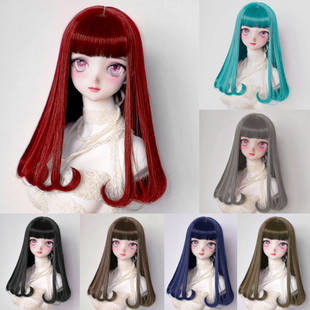 bjd假发高温丝齐刘海娃娃假发3分4分6分假发新品多色选