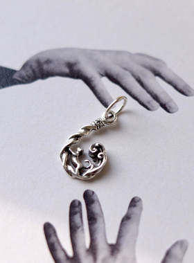 SHUI 925纯银吊坠动物猫咪海浪元素个性小众设计百搭简约项链挂坠