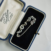 睡莲生生世世 素别针小众复古首饰 原创设计925纯银绿松石星球蛇元