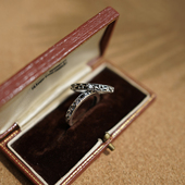 睡莲生生世世 素小众设计感复古百搭指环尾戒 925纯银戒指唐草纹元