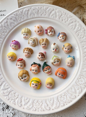 【SHUI自有版权】全手工绘制树脂娃娃头DIY素材首饰配件