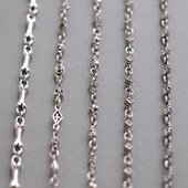 素男女可佩戴 骷髅十字花骨头元 SHUI 925纯银项链手链重工复古个性