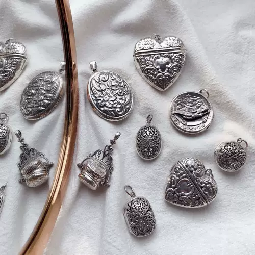 Антикварная старомодная пепельница в виде сердечка, подвеска, серебро 925 пробы, стиль