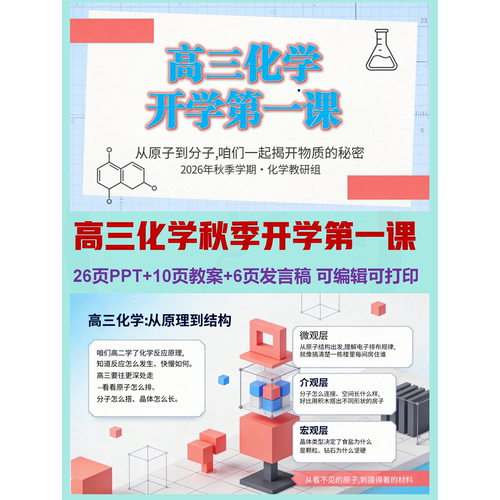 高三化学秋季开学第一课   | PPT可编辑 |  详情往下翻