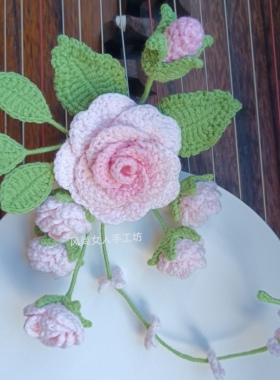 【成品】一路生花出风口花夹车载饰品摆件毛线花钩织手工花束礼物