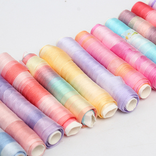 麋鹿先生 7mm真丝渐变丝带法式刺绣辅料段染渐变多色入