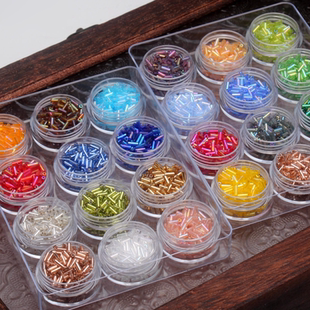 【 4..5mm长管珠】透明炫彩灌银管珠服装团扇diy法式刺绣配件