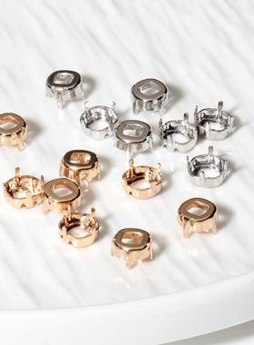 手缝钻异形钻4470系列肥方托8mm黄铜电镀保色加厚底托diy饰品配件