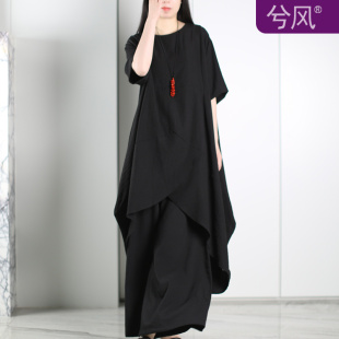 兮风原创设计感花苞型连衣裙复古禅意气质解构不规则中长裙25夏季