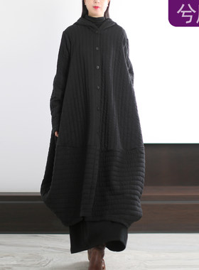 宽松茧型连帽女巫袍慵懒针织棉服