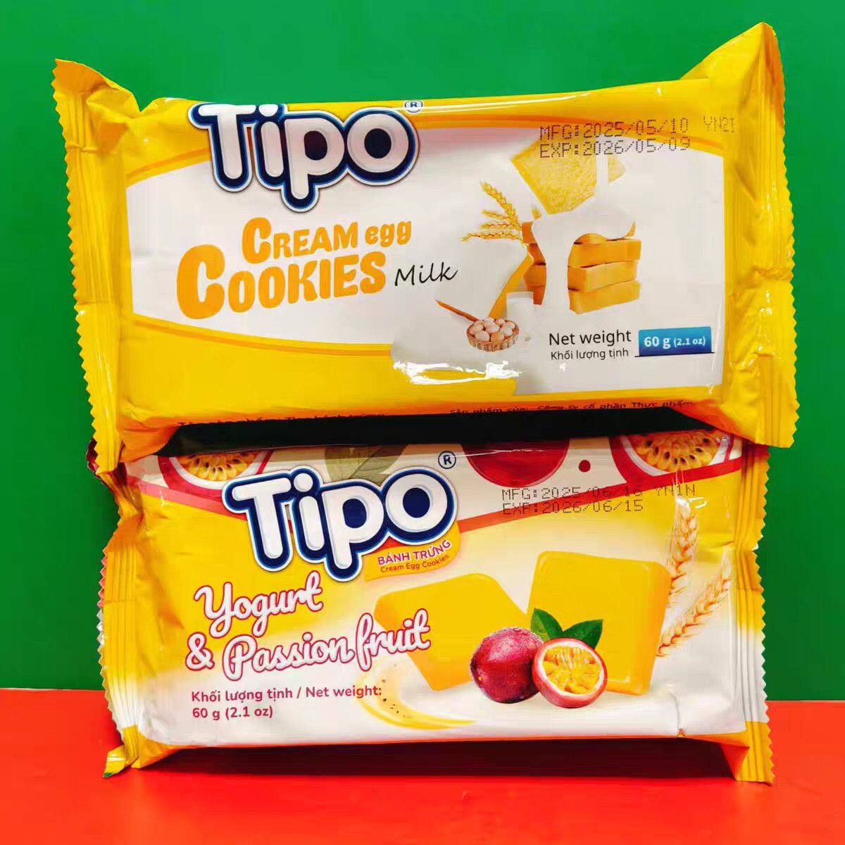 临期食品越南进口TIPO面包干60g袋装百香果牛奶味零食饼干早餐