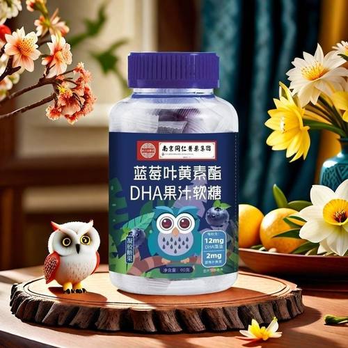 新品推荐蓝莓叶黄素脂DHA果汁软糖50g*4瓶装凝胶儿童糖果