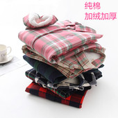 thi plaid sleeved Long autumn padded female winter shirt and