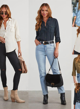 Cowboy shirt autumn casual lapel single-breasted women's lon