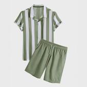 striped beach men& 2024 shirt sleeved two 39;s Short piece