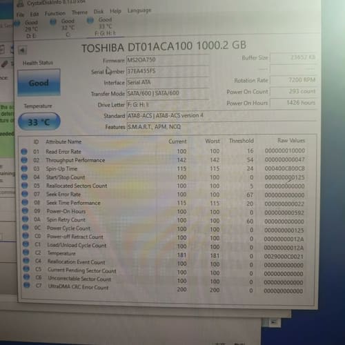 东芝机械硬盘1tb 健康度100%拆机下来的--议价商品