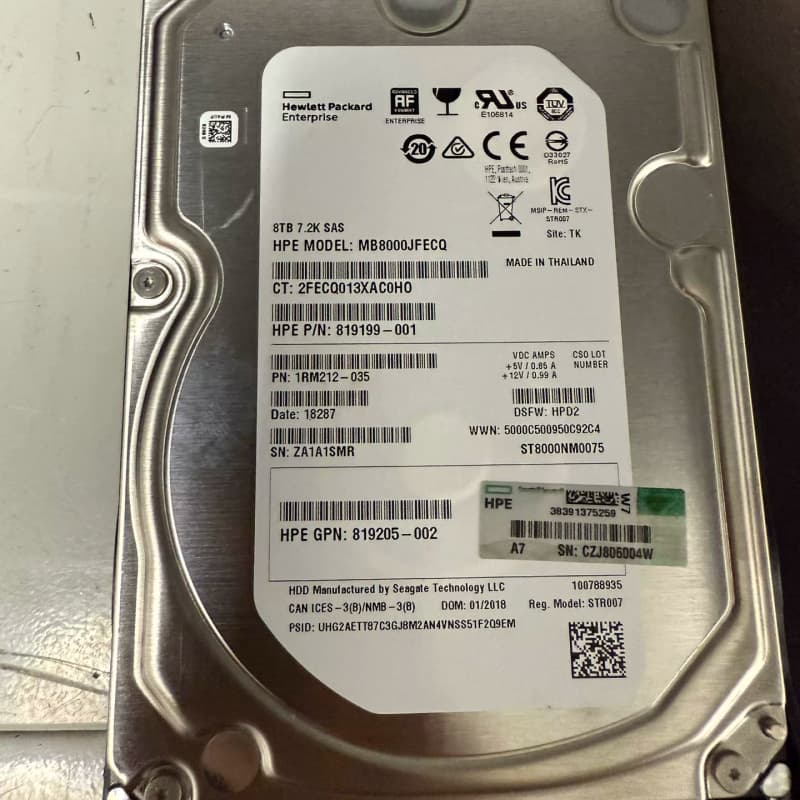 惠普8T SAS服务器硬盘 原装拆机 成色新--议价商品