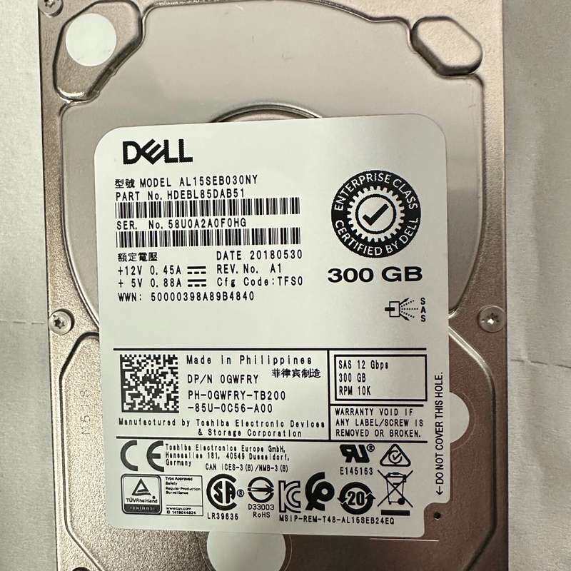 Dell原装300GB 10K SAS 12G 2.5寸硬盘--议价商品