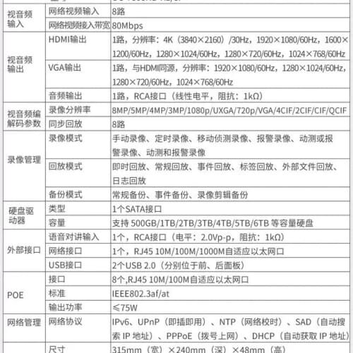 海康8路POE网络硬盘录像机DS-7808N-K1/8P海康--议价商品