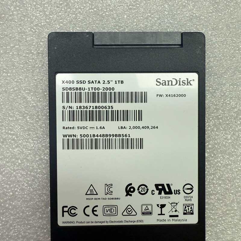 闪迪 1T X400 6G SATA 2.5固态硬盘裸盘S--议价商品
