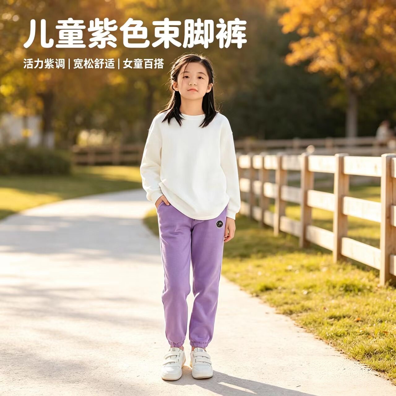 秋冬季2026年韩版新款女童加绒长裤大童贴标加厚保暖卫裤儿童裤子