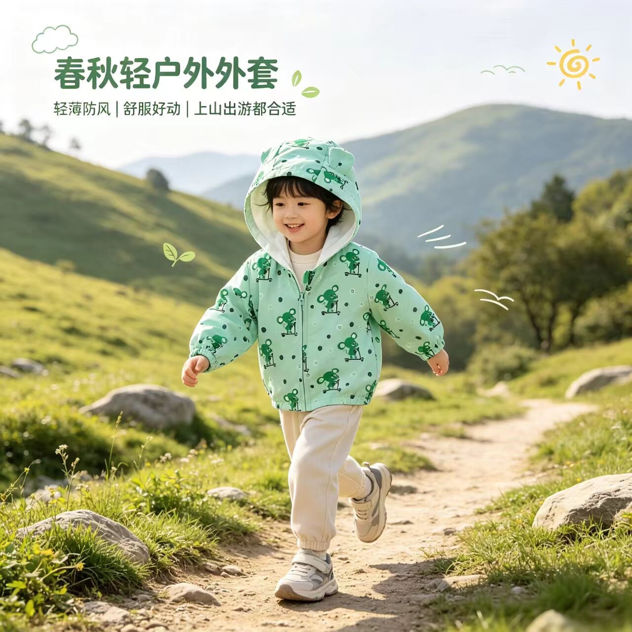 婴童卡通满印婴儿外套3岁春秋装