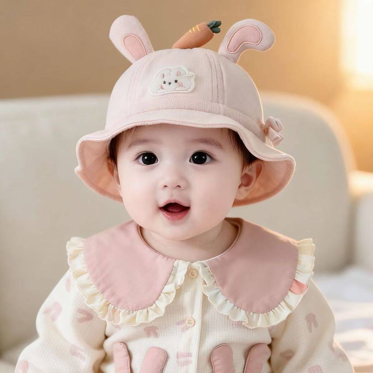 婴儿帽子春秋季男女宝宝外出帽