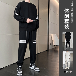 男装卫衣秋春2025新款男款酷帅穿搭青少年学生搭配潮流帅气一套装