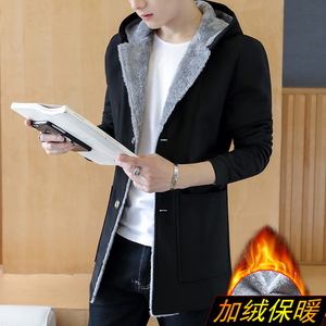 男生外套秋冬款2023新款爆款男装夹克潮流上衣服加绒大衣中长风衣