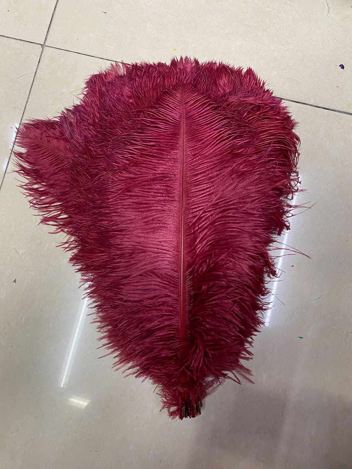 酒红色鸵鸟羽毛服装辅料摆件