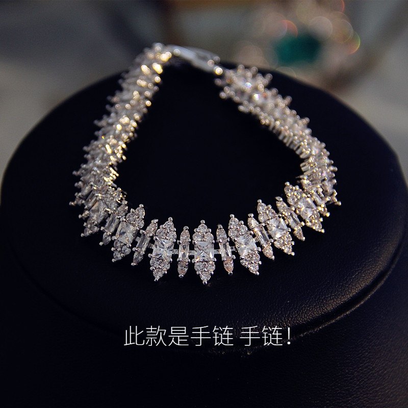 手链微镶全锆石手链婚礼宴会派送首饰闺蜜礼品婚纱礼服配饰品