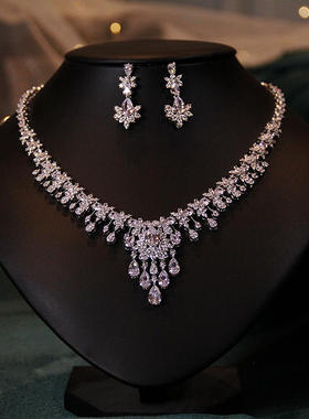 BWBRIDE新娘锆石项链耳环套装