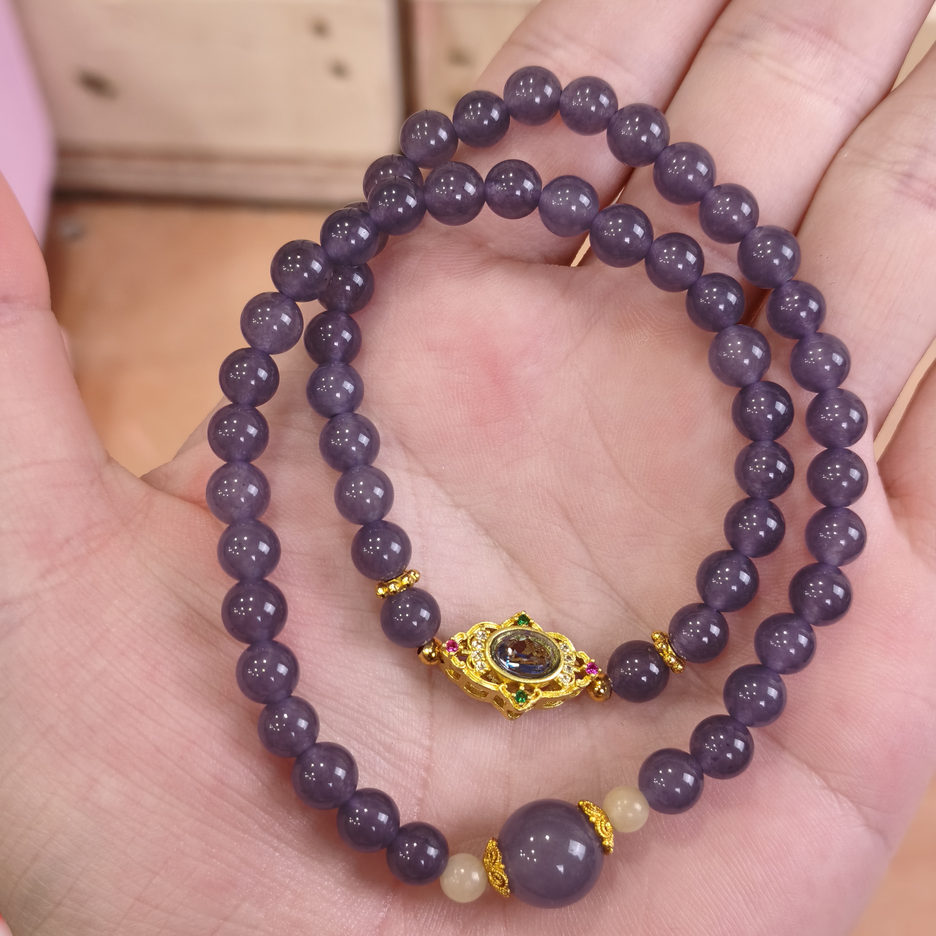 S1370-烟紫双圈手串