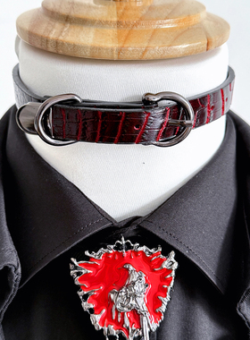 枪黑红cosplay鳄鱼纹蛇纹皮项圈