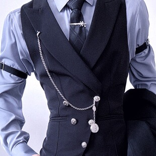 cos成男乙游万用怀旧复古马甲链男西装马夹链长链条怀表配链腰链