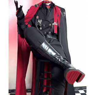 黑红撞色夜巡者风衣无性别长款外套哥特绑带成男乙游私设cos披风