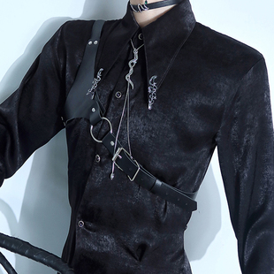 cosplay乙游成男性感衬衣斜肩胸带朋克皮带肩带衬衫西装装饰皮带