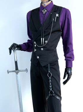 cosplay乙游成男万用深紫色商务衬衫通勤抗皱免烫高级感私设衬衣