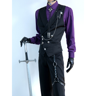 cosplay乙游成男万用深紫色商务衬衫通勤抗皱免烫高级感私设衬衣