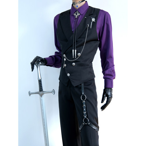 cosplay万用深紫色商务抗皱衬衫