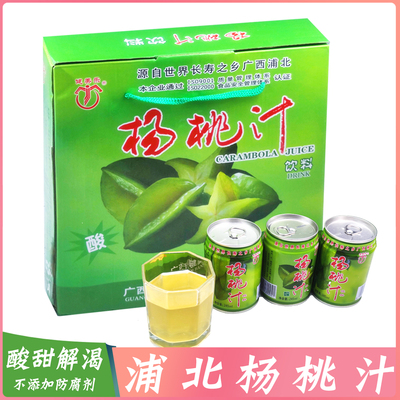 杨桃汁饮料整箱罐装果汁酸甜凉茶浦北特产健美乐品牌245ml广西