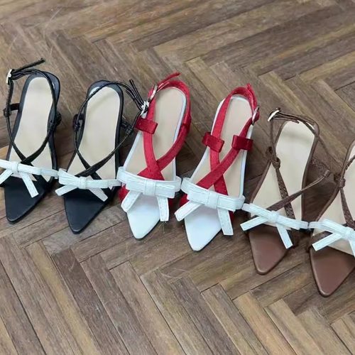 SDGR交叉蝴蝶结高跟凉鞋