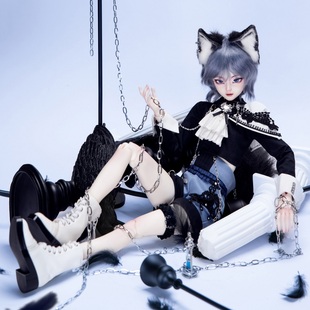 bjd糖果星系伊瓦尔狼少年黑猫1/4四分sd裸娃人形全套4分小喵汪