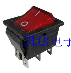 船形开关 电源开关 6脚开关 带灯 KCD4 202N 红色/绿色/黑色