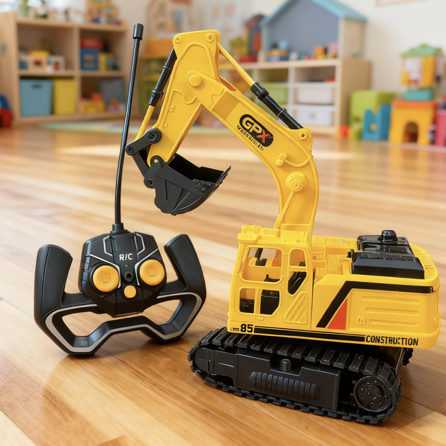 礼盒儿童玩具挖掘机6通道充电无线遥控履带工程车模型男孩礼物