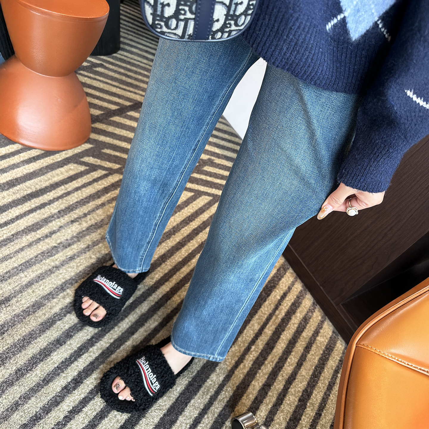 温柔直筒裤。四面弹法棍裤小个子。牛仔裤女2025新款秋季宽松直筒