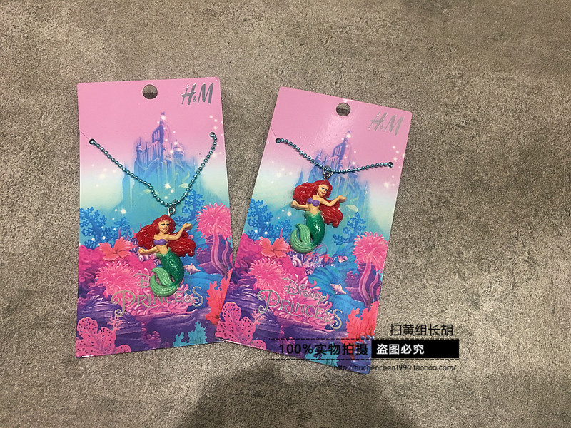 HM H&M H M专柜正品 小美人鱼彩色闪粉迪斯尼限量儿童项链